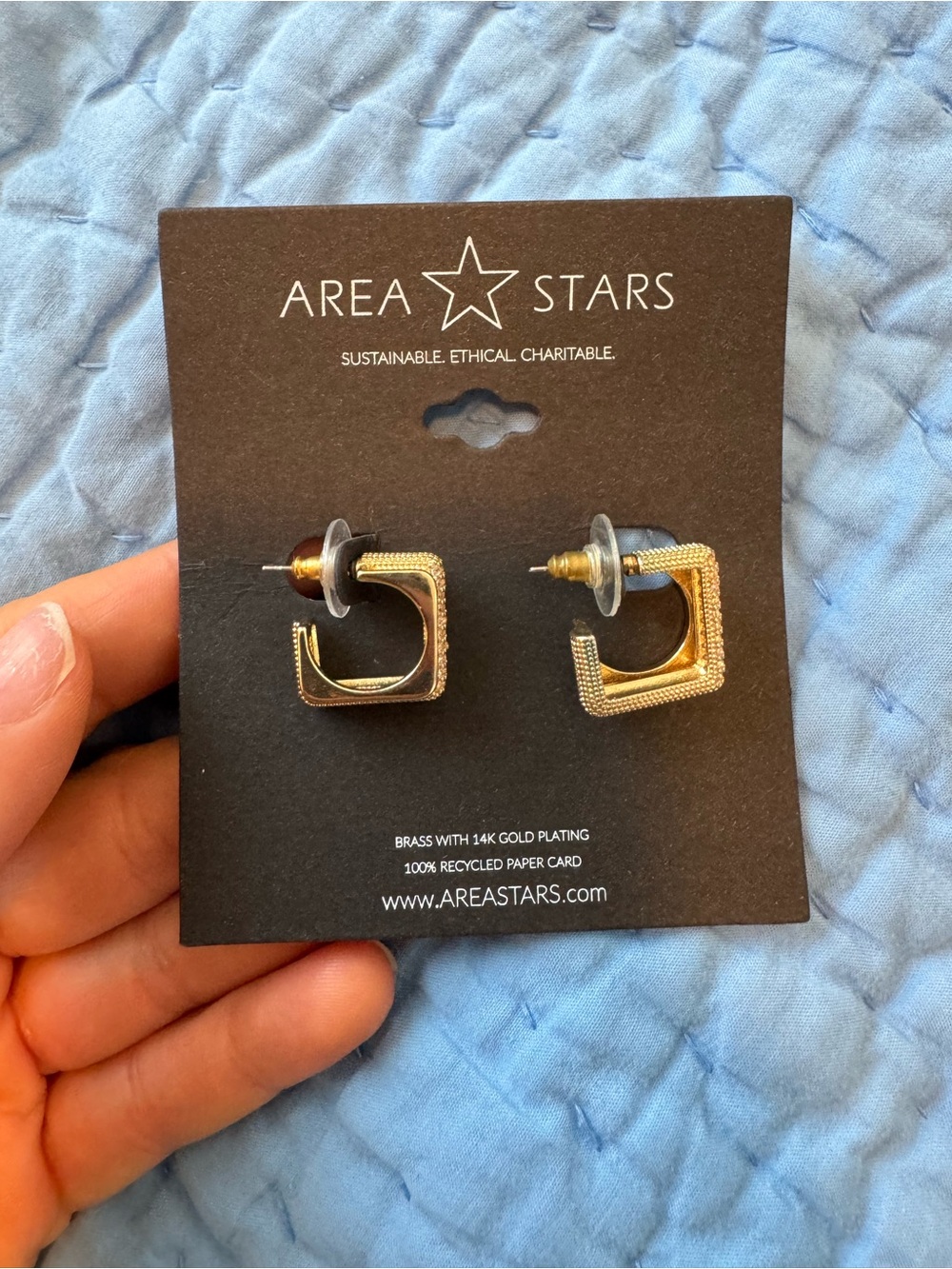 Area Stars Square Pave Hoops